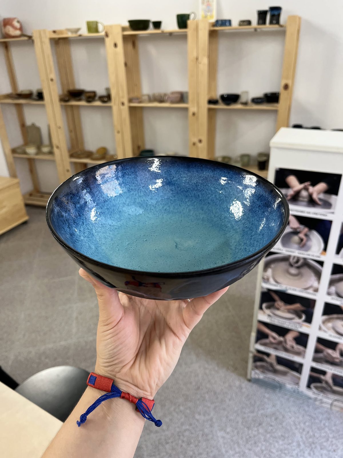 Wide bowl with a deep blue glaze